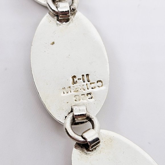 Vintage Mexico C-11 Sodalite Modernist Style 925 Sterling Silver Bracelet - Picture 7 of 9